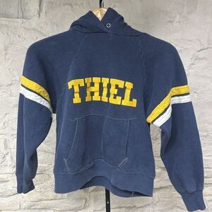 Vintage 80s Thiel College Sweatshirt NCAA Distressed Faded Hoodie University